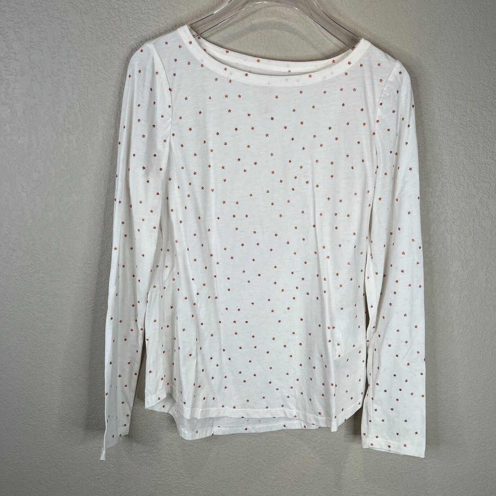 LA Vie Rebecca Taylor Women's Star Print Crewneck T-Shirt White Size Small‎